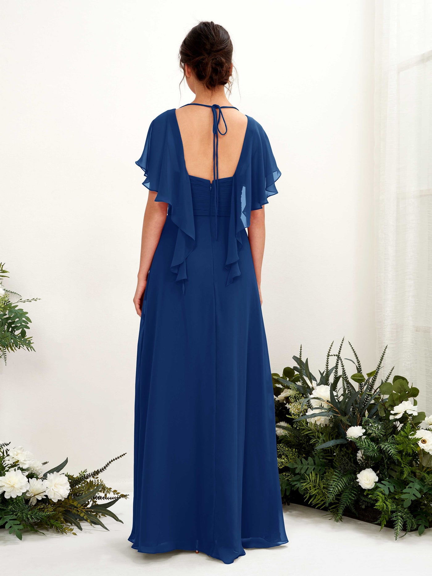 Carlyna Robe trapèze col V manches papillon robes de demoiselle d'honneur Bleu Roi #couleur_bleu-roi