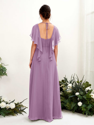 Carlyna Robe trapèze col V manches papillon robes de demoiselle d'honneur Brume Orchidée #couleur_brume-orchid-e