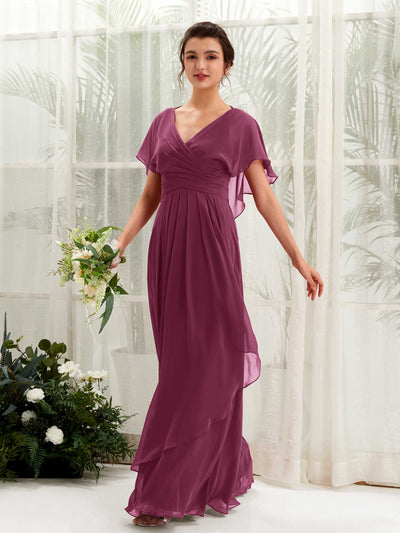 Carlyna Robe trapèze col V manches papillon robes de demoiselle d'honneur Chianti #couleur_chianti