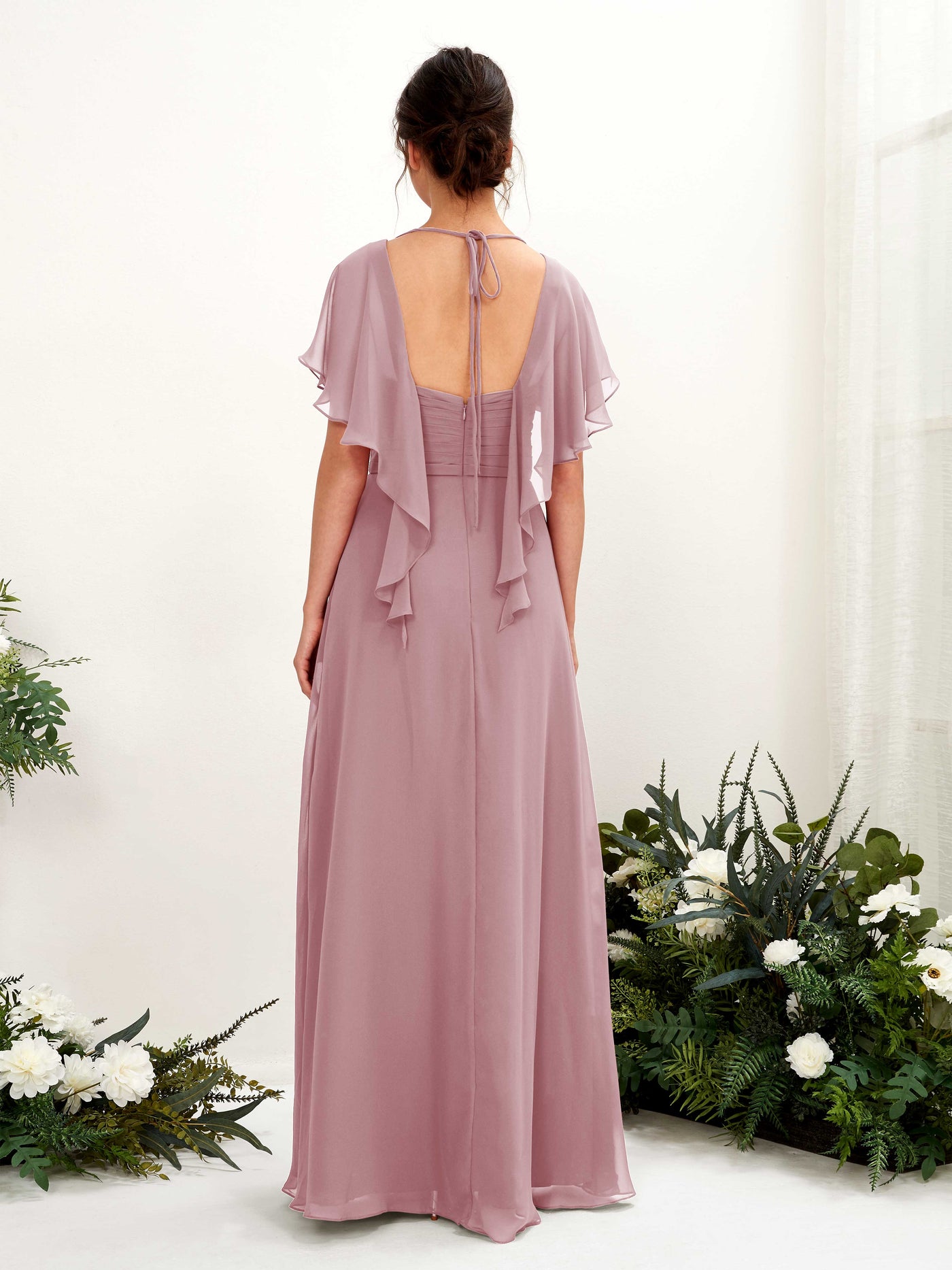 Carlyna Robe trapèze col V manches papillon robes de demoiselle d'honneur Mauve Vintage #couleur_mauve-vintage