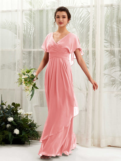 Carlyna Robe trapèze col V manches papillon robes de demoiselle d'honneur Rose Ballet #couleur_rose-ballet