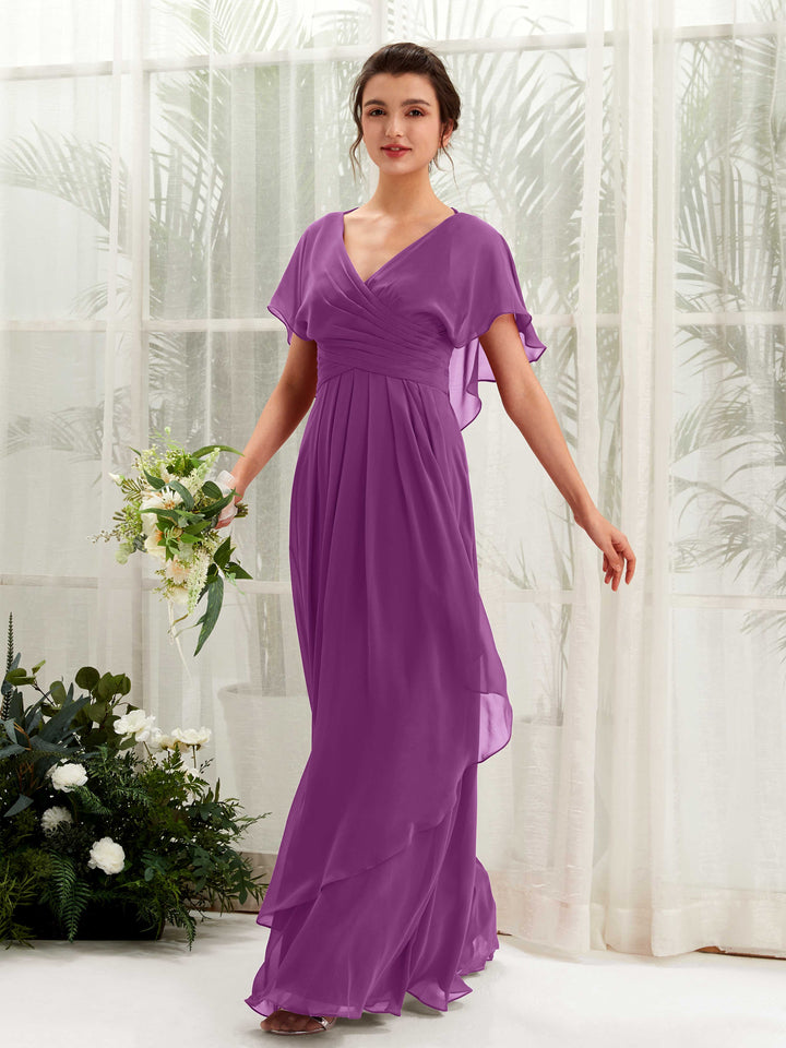 Carlyna Robe trapèze col V manches papillon robes de demoiselle d&
