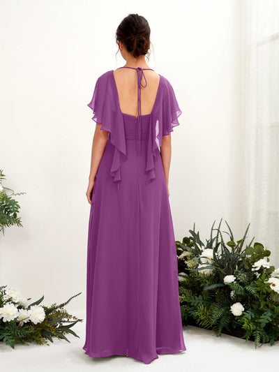 Carlyna Robe trapèze col V manches papillon robes de demoiselle d'honneur Violet #couleur_violet