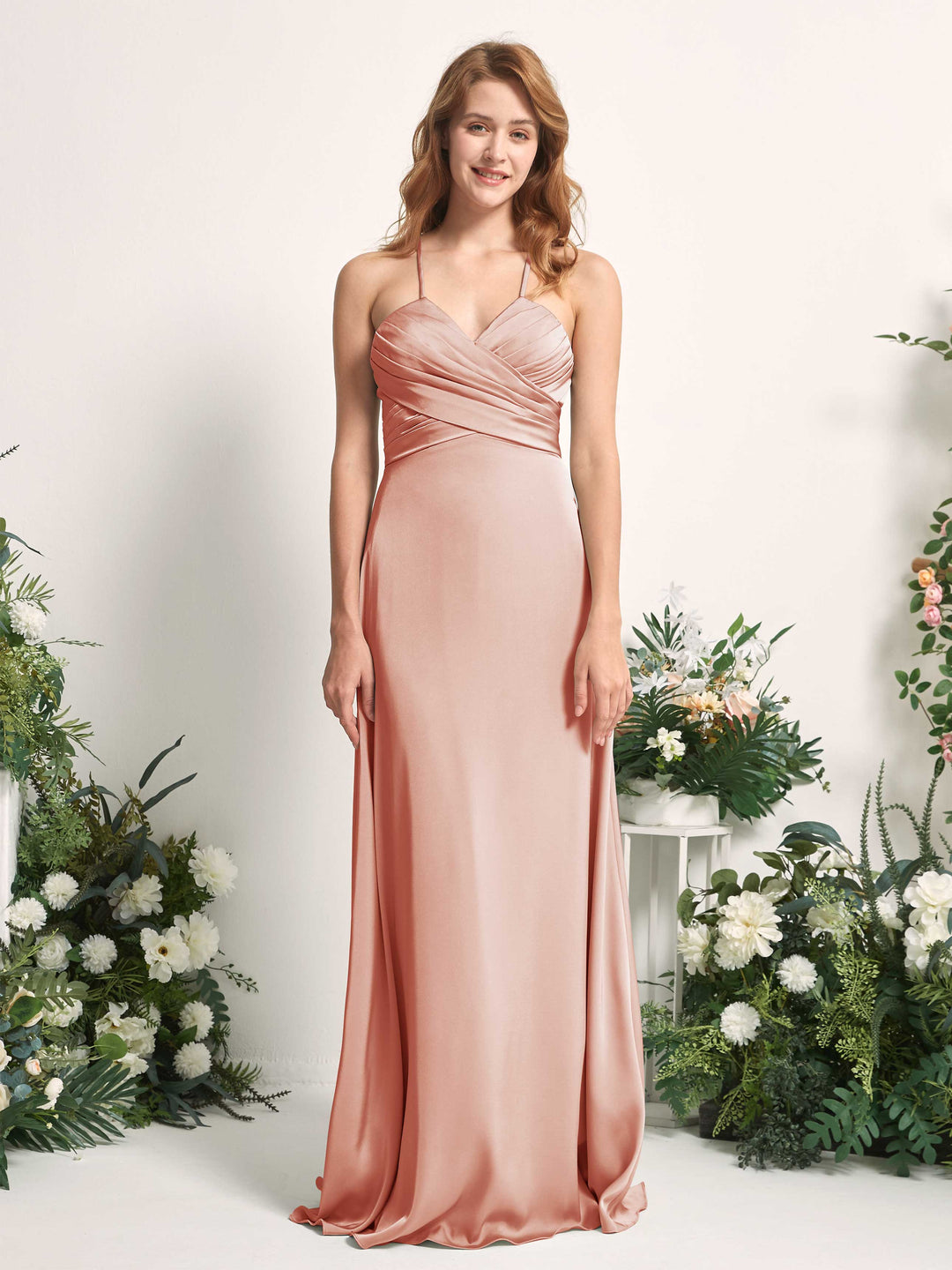 Carlyna Robe trapèze col V satin demoiselle d&