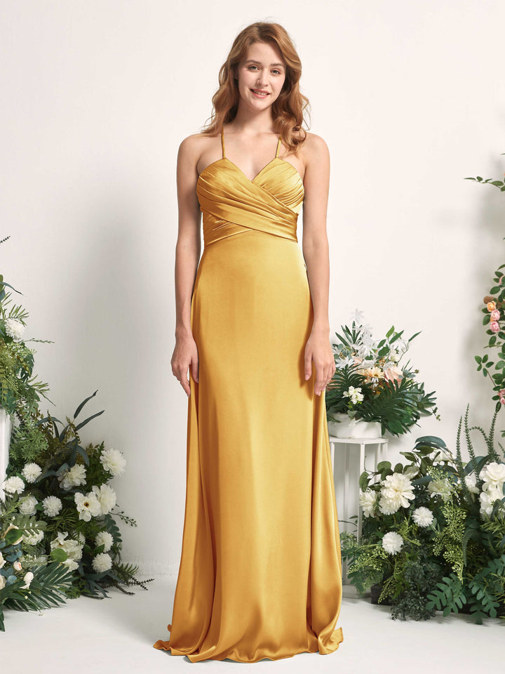 Carlyna Robe trapèze col V satin demoiselle d&