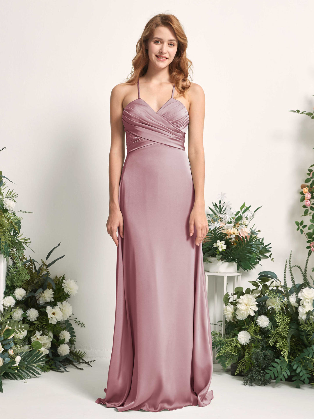 Carlyna Robe trapèze col V satin demoiselle d&