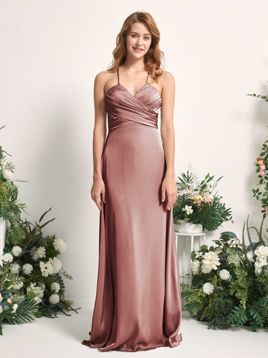 Carlyna Robe trapèze col V satin demoiselle d&