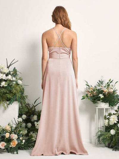 Carlyna Robe trapèze col V satin demoiselle d'honneur Rose Perle #couleur_rose-perle