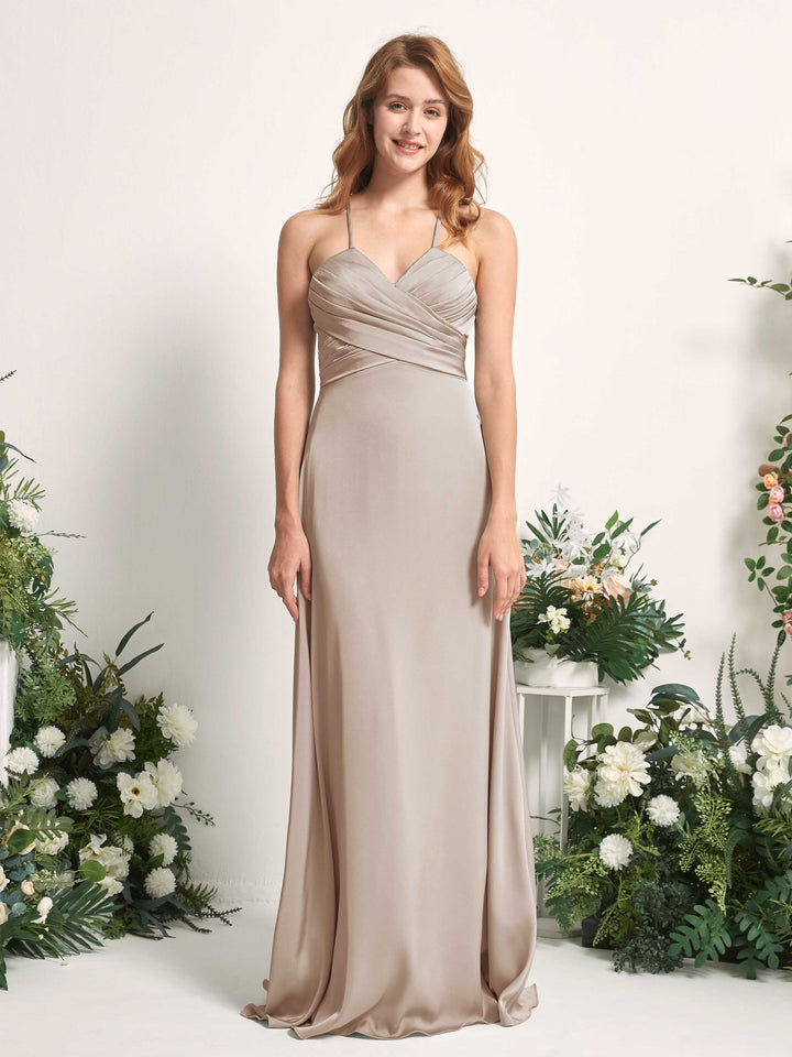 Carlyna Robe trapèze col V satin demoiselle d&