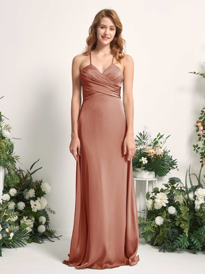 Carlyna Robe trapèze col V satin demoiselle d&