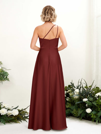 Carlyna Robe Trapèze Décolleté Asymétrique Longueur Ras du Sol Demoiselle d'Honneur Bordeaux #couleur_bordeaux