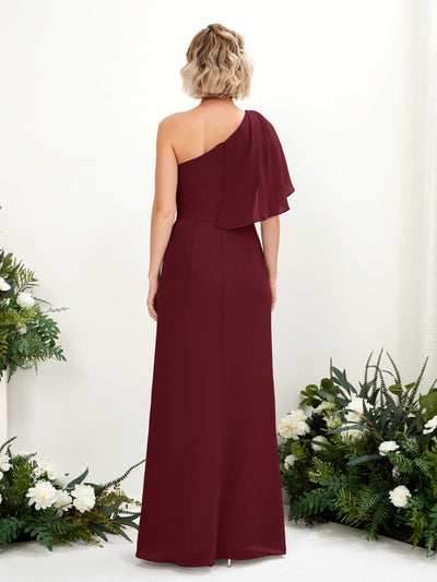 Carlyna Robe Trapèze Décolleté Asymétrique Longueur ras du sol Demoiselle d'honneur Bordeaux #couleur_bordeaux