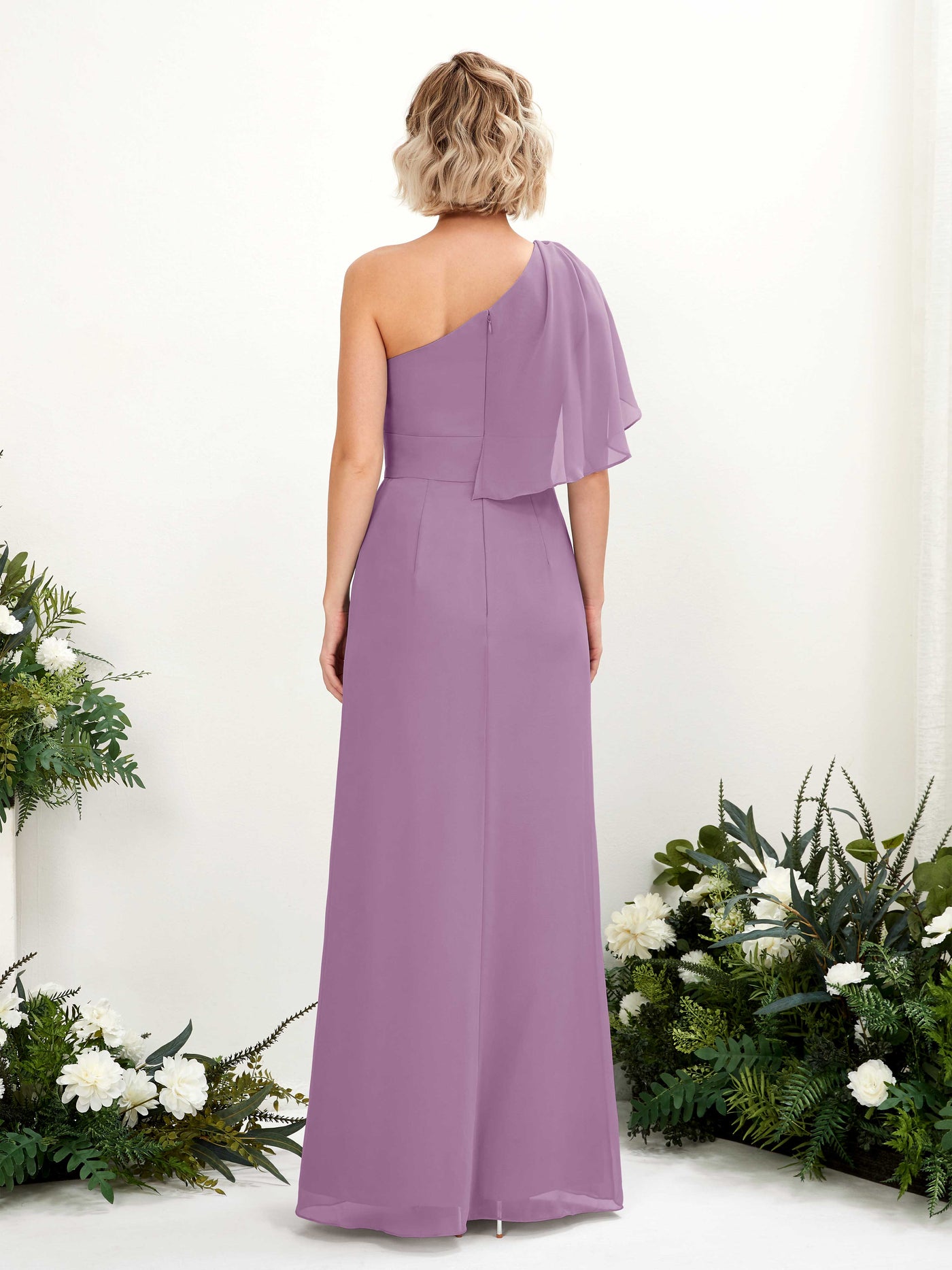 Carlyna Robe Trapèze Décolleté Asymétrique Longueur ras du sol Demoiselle d'honneur Brume Orchidée #couleur_brume-orchid-e
