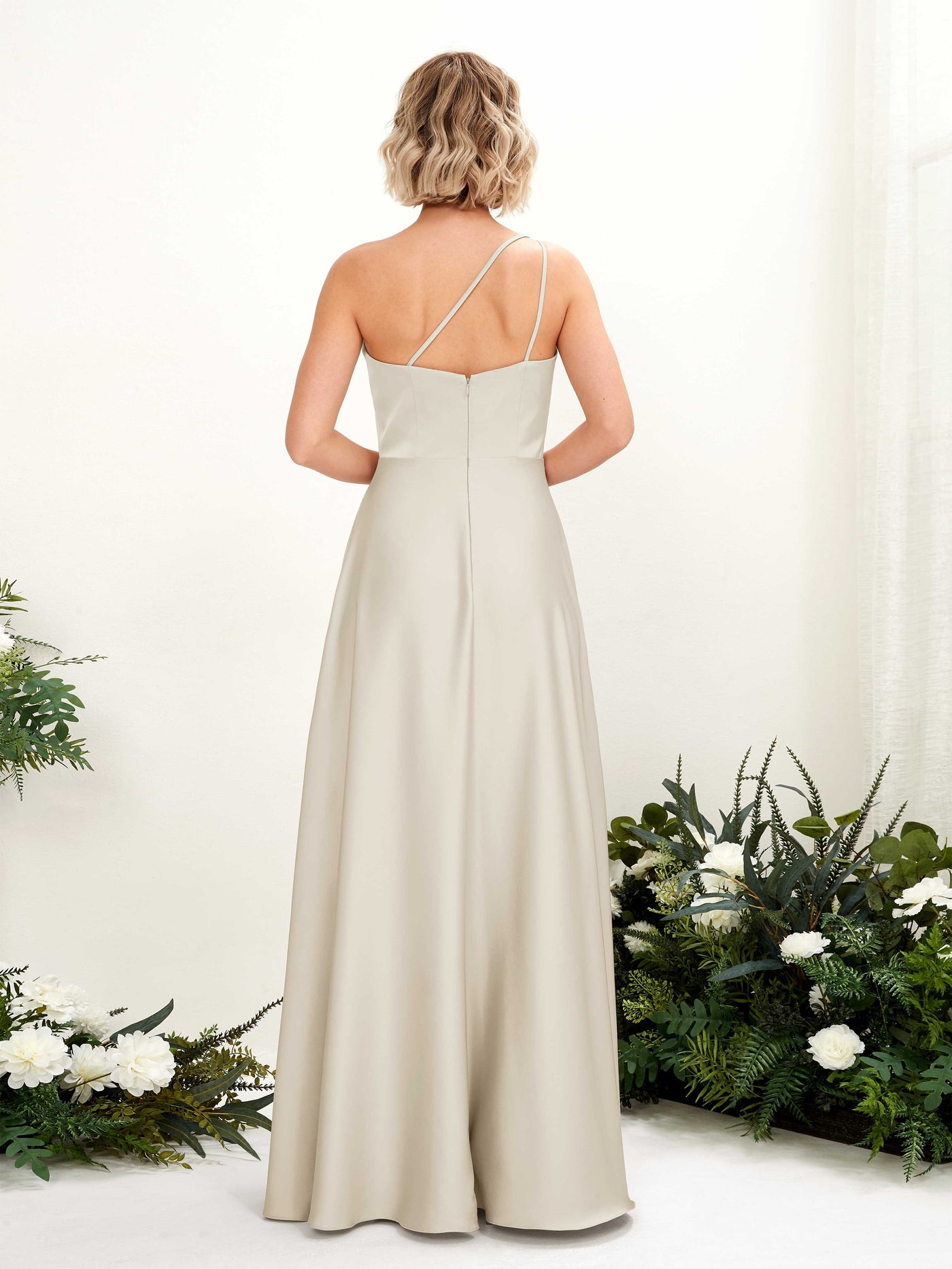 Carlyna Robe Trapèze Décolleté Asymétrique Longueur Ras du Sol Demoiselle d'Honneur Champagne #couleur_champagne