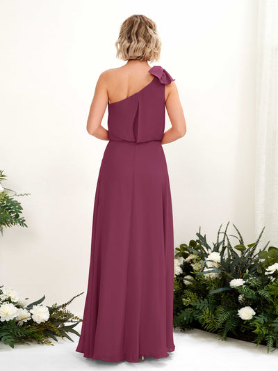 Carlyna Robe trapèze décolleté asymétrique longueur ras du sol demoiselle d'honneur Chianti #couleur_chianti