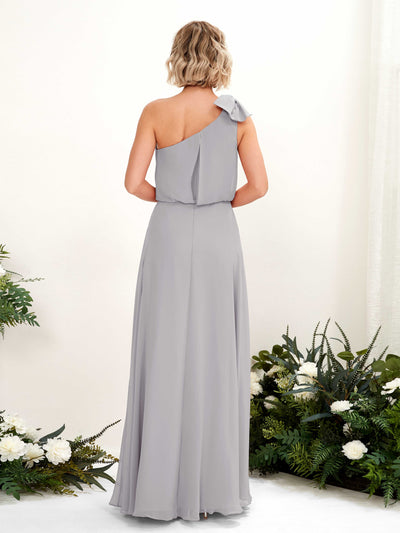 Carlyna Robe trapèze décolleté asymétrique longueur ras du sol demoiselle d'honneur Gris Boussole #couleur_gris-boussole