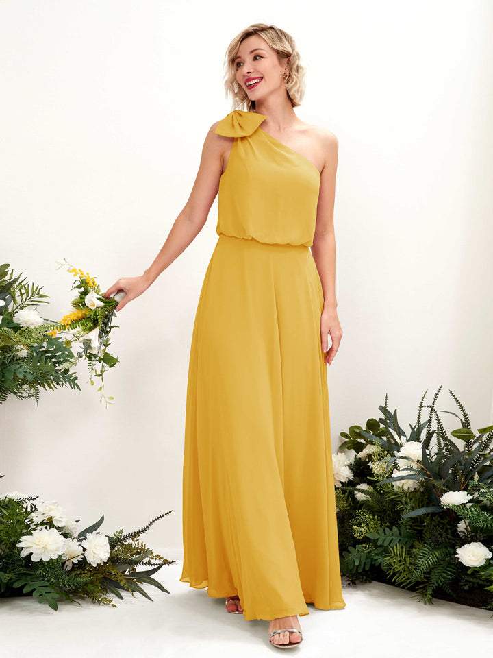 Carlyna Robe trapèze décolleté asymétrique longueur ras du sol demoiselle d&