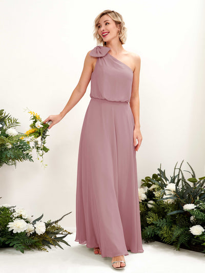 Carlyna Robe trapèze décolleté asymétrique longueur ras du sol demoiselle d'honneur Mauve Vintage #couleur_mauve-vintage