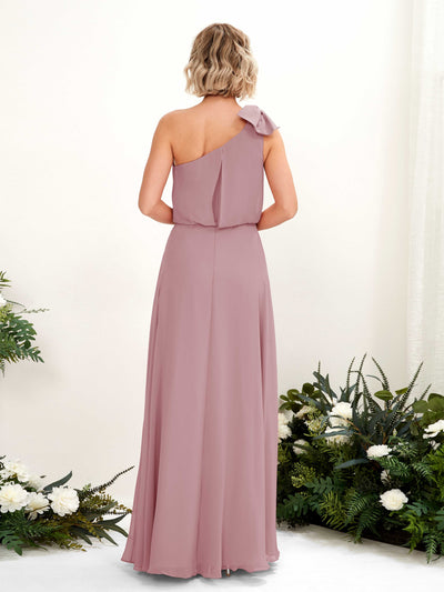 Carlyna Robe trapèze décolleté asymétrique longueur ras du sol demoiselle d'honneur Mauve Vintage #couleur_mauve-vintage