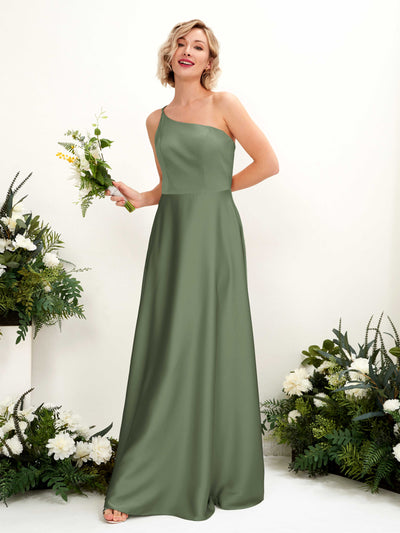 Carlyna Robe Trapèze Décolleté Asymétrique Longueur Ras du Sol Demoiselle d'Honneur Olive #couleur_olive