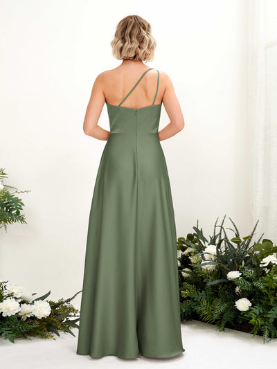Carlyna Robe Trapèze Décolleté Asymétrique Longueur Ras du Sol Demoiselle d'Honneur Olive #couleur_olive