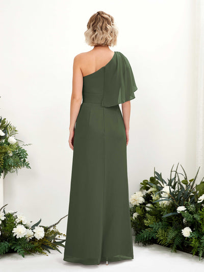 Carlyna Robe Trapèze Décolleté Asymétrique Longueur ras du sol Demoiselle d'honneur Olive Martini #couleur_olive-martini