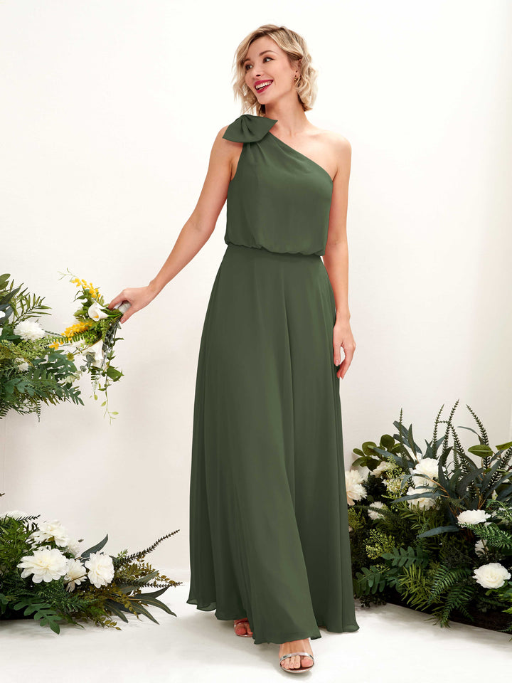 Carlyna Robe trapèze décolleté asymétrique longueur ras du sol demoiselle d&