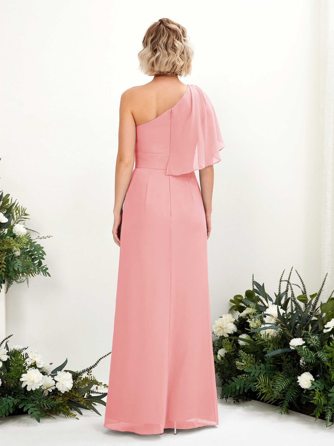 Carlyna Robe Trapèze Décolleté Asymétrique Longueur ras du sol Demoiselle d'honneur Rose Ballet #couleur_rose-ballet