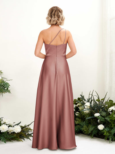 Carlyna Robe Trapèze Décolleté Asymétrique Longueur Ras du Sol Demoiselle d'Honneur Rose Du Désert #couleur_rose-du-d-sert