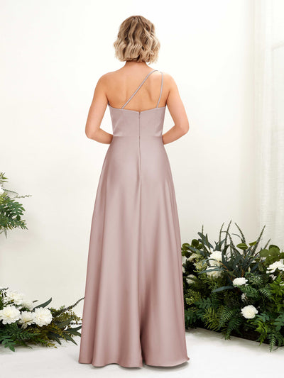 Carlyna Robe Trapèze Décolleté Asymétrique Longueur Ras du Sol Demoiselle d'Honneur Rose Poussiéreux #couleur_rose-poussi-reux