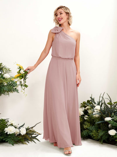 Carlyna Robe trapèze décolleté asymétrique longueur ras du sol demoiselle d'honneur Rose Poussiéreux #couleur_rose-poussi-reux
