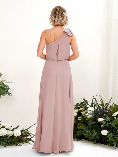 Carlyna Robe trapèze décolleté asymétrique longueur ras du sol demoiselle d'honneur Rose Poussiéreux #couleur_rose-poussi-reux