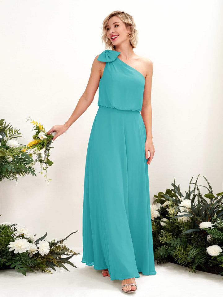 Carlyna Robe trapèze décolleté asymétrique longueur ras du sol demoiselle d&