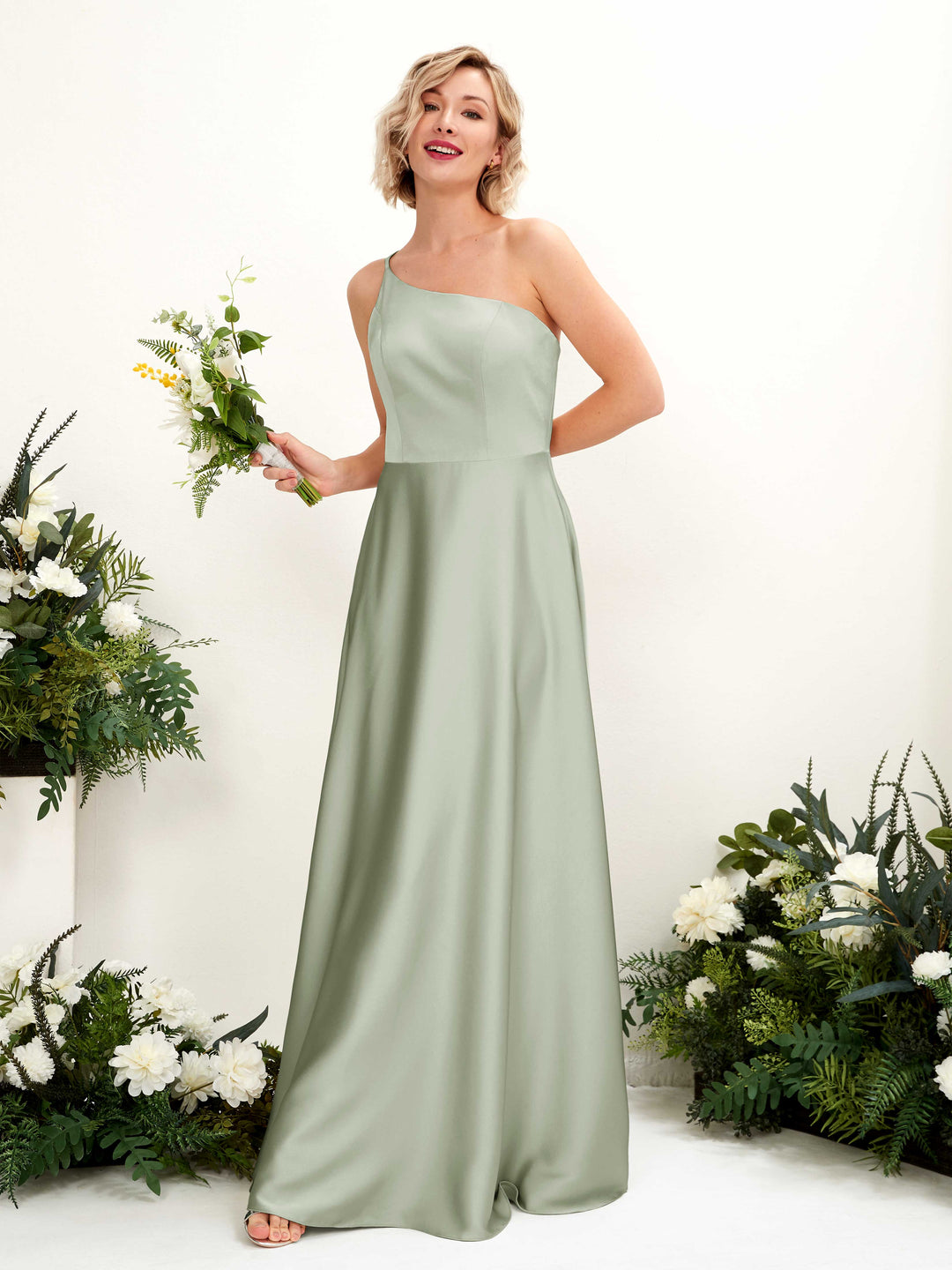 Carlyna Robe Trapèze Décolleté Asymétrique Longueur Ras du Sol Demoiselle d&