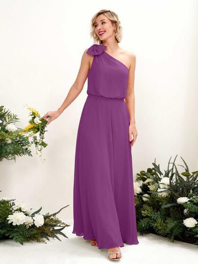 Carlyna Robe trapèze décolleté asymétrique longueur ras du sol demoiselle d'honneur Violet #couleur_violet
