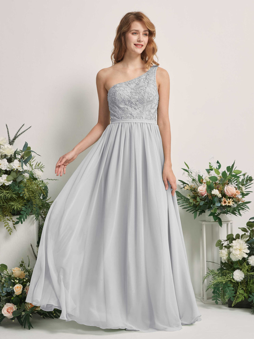 Carlyna Robe trapèze Décolleté asymétrique Longueur ras du sol Mousseline demoiselle d&