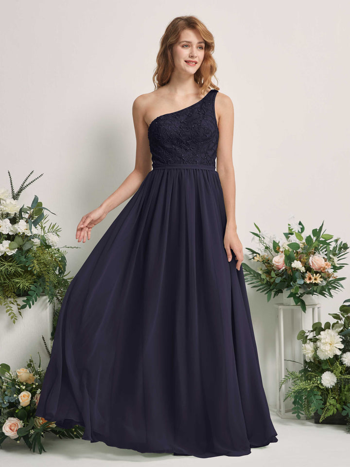 Carlyna Robe trapèze Décolleté asymétrique Longueur ras du sol Mousseline demoiselle d&