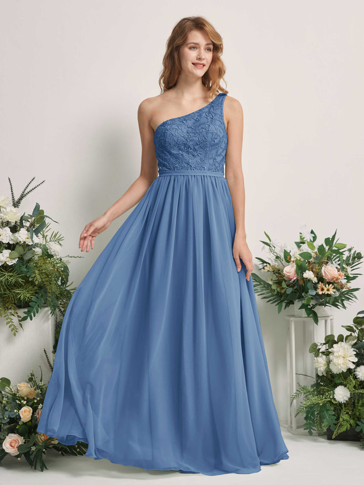 Carlyna Robe trapèze Décolleté asymétrique Longueur ras du sol Mousseline demoiselle d&