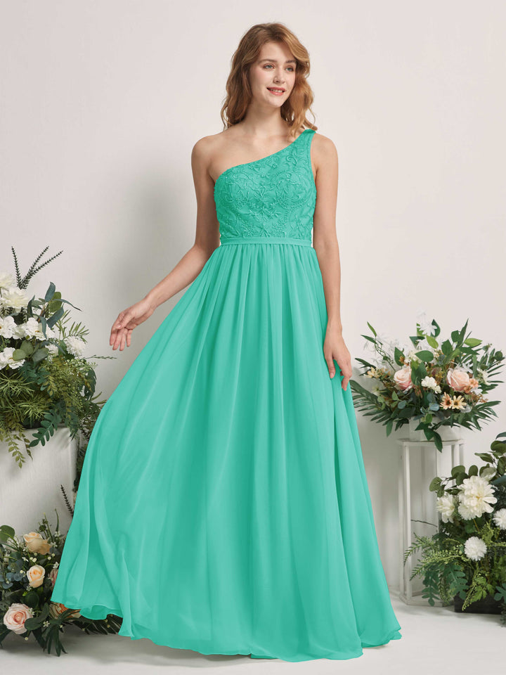 Carlyna Robe trapèze Décolleté asymétrique Longueur ras du sol Mousseline demoiselle d&