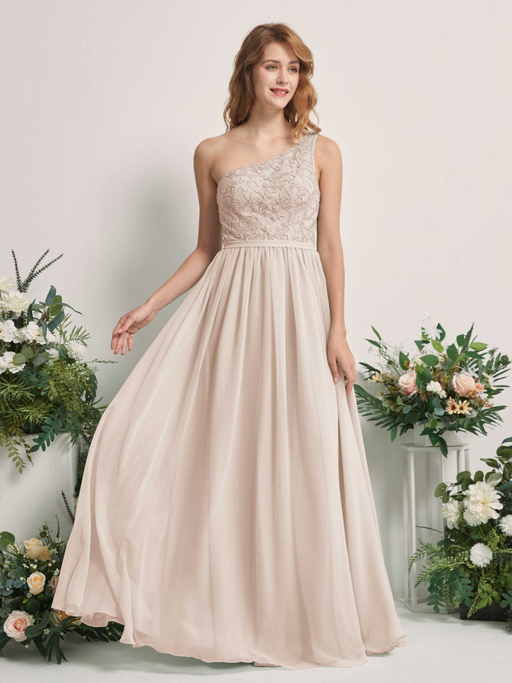 Carlyna Robe trapèze Décolleté asymétrique Longueur ras du sol Mousseline demoiselle d&