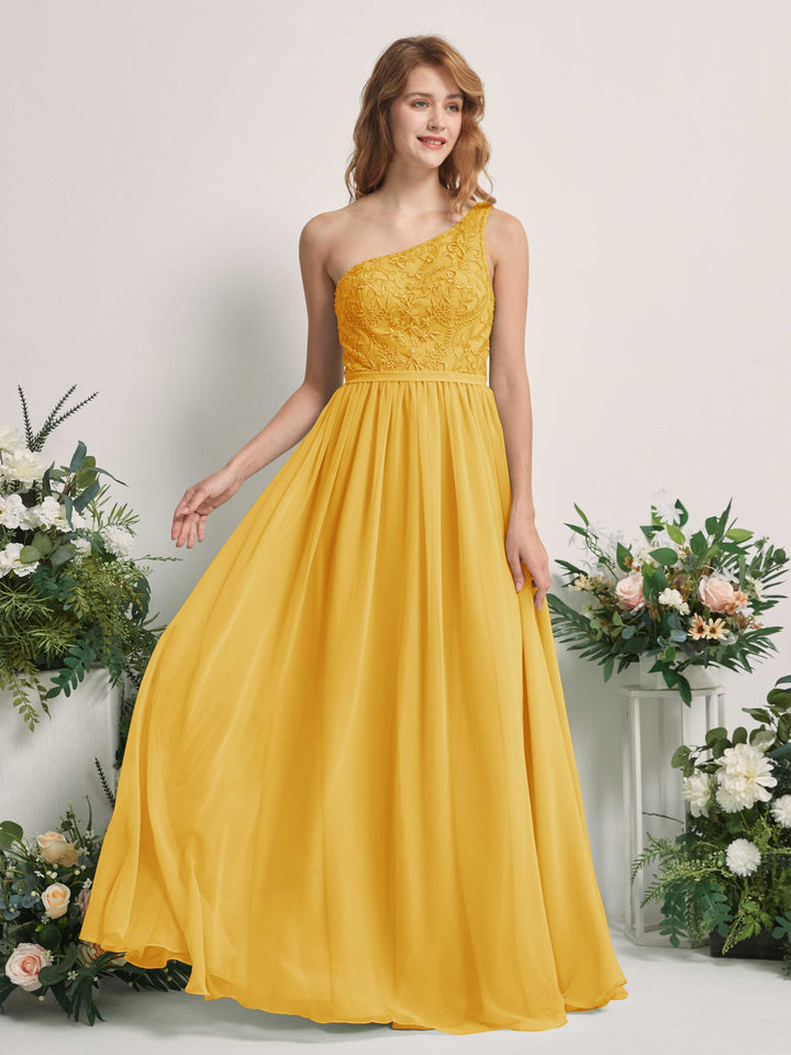 Carlyna Robe trapèze Décolleté asymétrique Longueur ras du sol Mousseline demoiselle d&