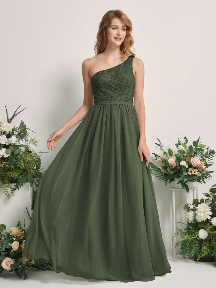 Carlyna Robe trapèze Décolleté asymétrique Longueur ras du sol Mousseline demoiselle d&