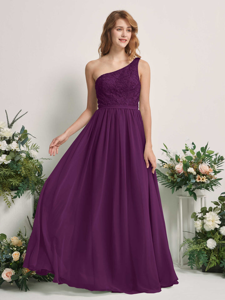 Carlyna Robe trapèze Décolleté asymétrique Longueur ras du sol Mousseline demoiselle d&