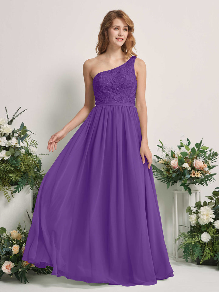 Carlyna Robe trapèze Décolleté asymétrique Longueur ras du sol Mousseline demoiselle d&