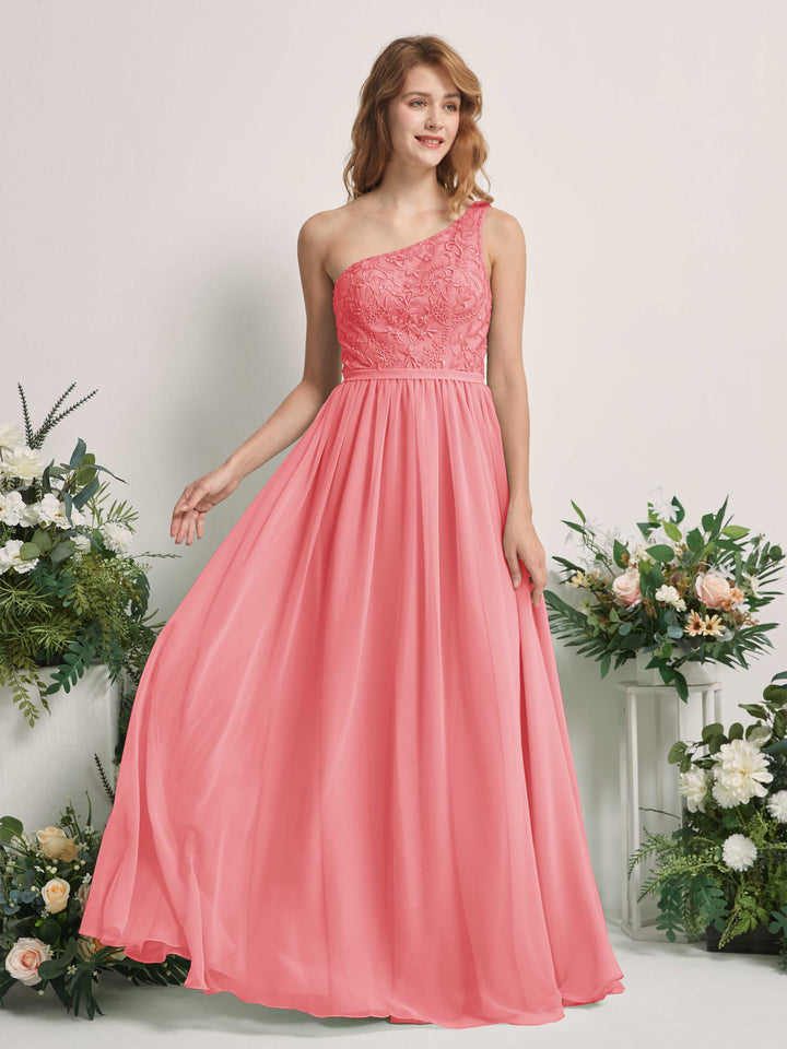Carlyna Robe trapèze Décolleté asymétrique Longueur ras du sol Mousseline demoiselle d&