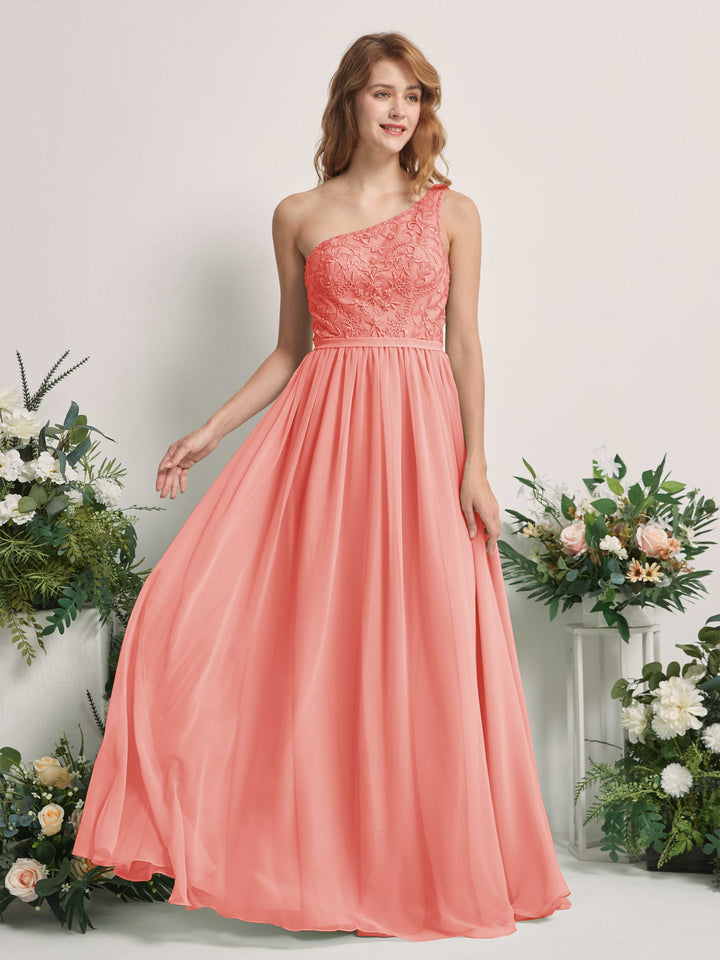 Carlyna Robe trapèze Décolleté asymétrique Longueur ras du sol Mousseline demoiselle d&