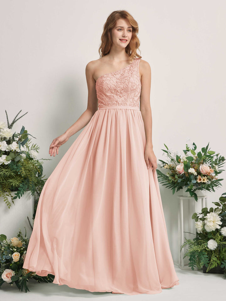 Carlyna Robe trapèze Décolleté asymétrique Longueur ras du sol Mousseline demoiselle d&