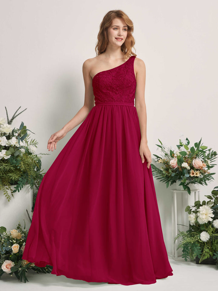 Carlyna Robe trapèze Décolleté asymétrique Longueur ras du sol Mousseline demoiselle d&