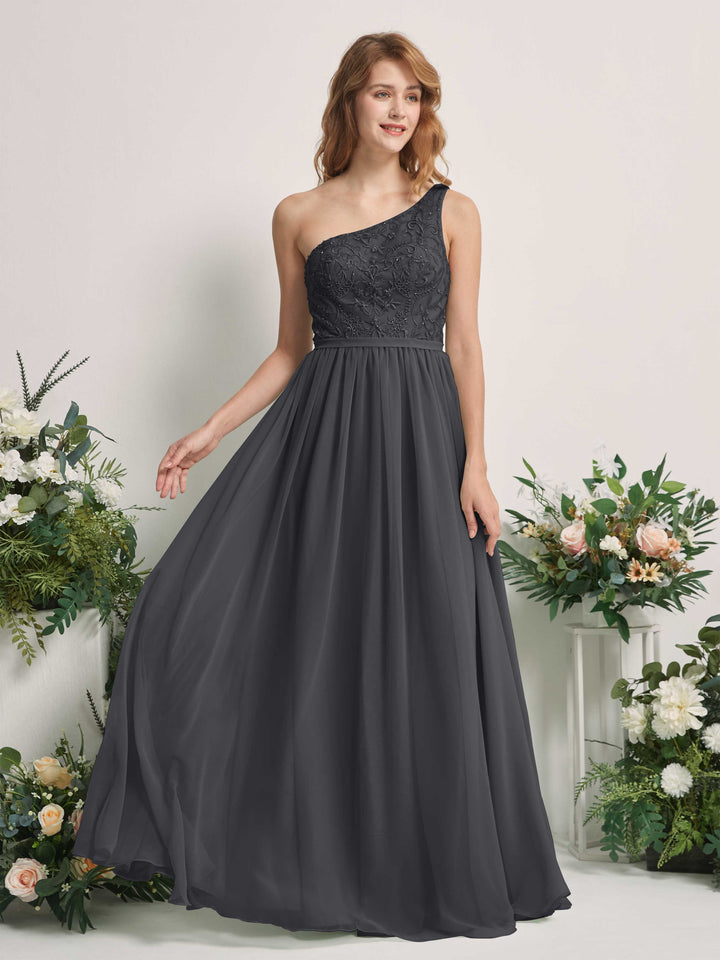 Carlyna Robe trapèze Décolleté asymétrique Longueur ras du sol Mousseline demoiselle d&