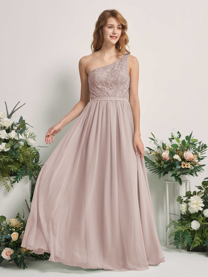 Carlyna Robe trapèze Décolleté asymétrique Longueur ras du sol Mousseline demoiselle d&